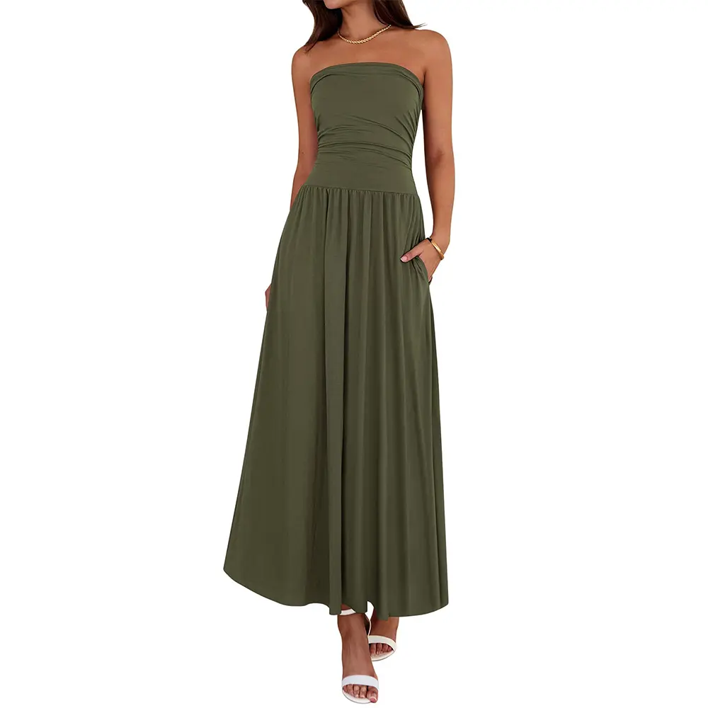 green tube top maxi dress Green Tube Top Maxi Dress