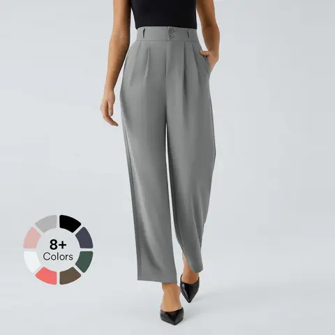 Halara Flex High Waisted Zipper Pocket Shirred Straight Leg Work Pants