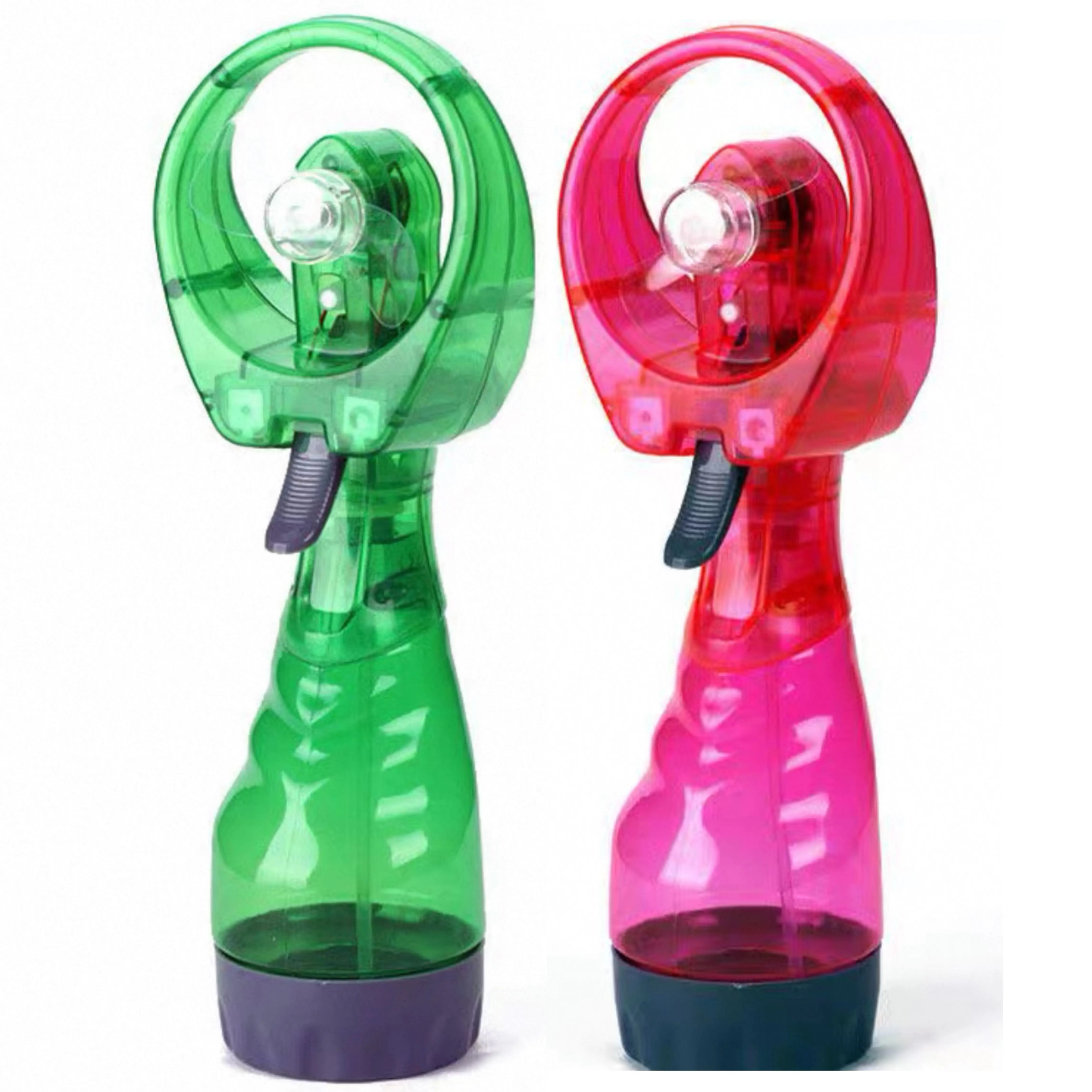 Water Mist Spray Bottle Fan Portable Handheld Mister - Battery Operated (Pink & Green)