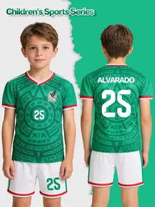 Green V-neck soccer suit for boys, with name ALVARADO and number 25. It is a comfortable and breathable two-piece jersey for matches and sports, suitable for outdoor exercise, school team equipment, and a great gift for festivals. Soccer Jerseys