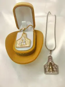 14K Gold Plated Bull Head Initial Necklace, Gold and Silver Bicolor Pendant, Adjustable 20-Inch Chain, Western Style Handmade Jewelry for Both Men and Women #Gift #Holiday #Present #Party