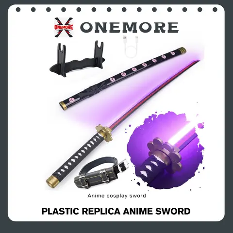 DKD Light Up Sword Shusui, 40 Inches Rechargeable Pre-Assembled Plastic Replica Anime Sword with Belt & Stand & Perfect Halloween gifts