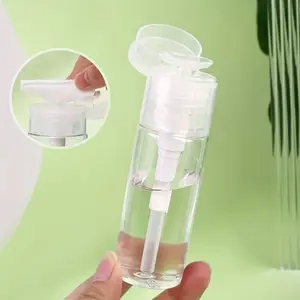 Portable Press-Down Dispenser Bottle, Transparent Plastic Empty Bottle with Flip Lid, Travel Cosmetic Sample Bottle, Heart Pattern, Makeup Container