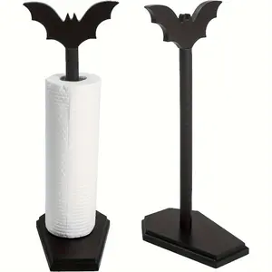 1pc Bat Paper Towel Holder, Halloween Decor For Kitchen And Bathroom, Gothic Home Decor For Oddities And Curiosities, Goth Accessories For Countertop Stand, Witchy Gifts For Women Organiser Racks Wooden White