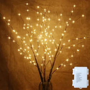 2 Pack Lighted Prelit Twig Tree Branches Lights with Timer,  Operated, Christmas Holiday Decorative Sticks Vase Filler for  Decoration (31inch)