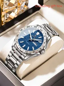 POEDAGAR Sports Fashion Men's Watch High Quality Night Light Men's Leisure Quartz Watch Quartz Movement Date Calendar Quartz Watch Stainless Steel Strap Men's Watch Stainless Steel Wristwatch