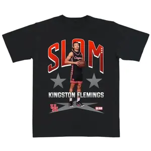 Kingston Flemings Houston Basketball Slam T-Shirt – Vintage College Hoops Graphic Tee Featuring Houston Star Player Design 5NJ