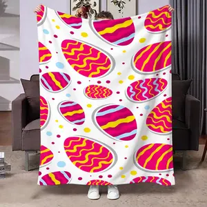Easter Egg Blanket Cover, Soft Flannel Material, Bedroom Living Room Sofa Office Car Outdoor Use, Holiday Gift Choice, Easy Clean
