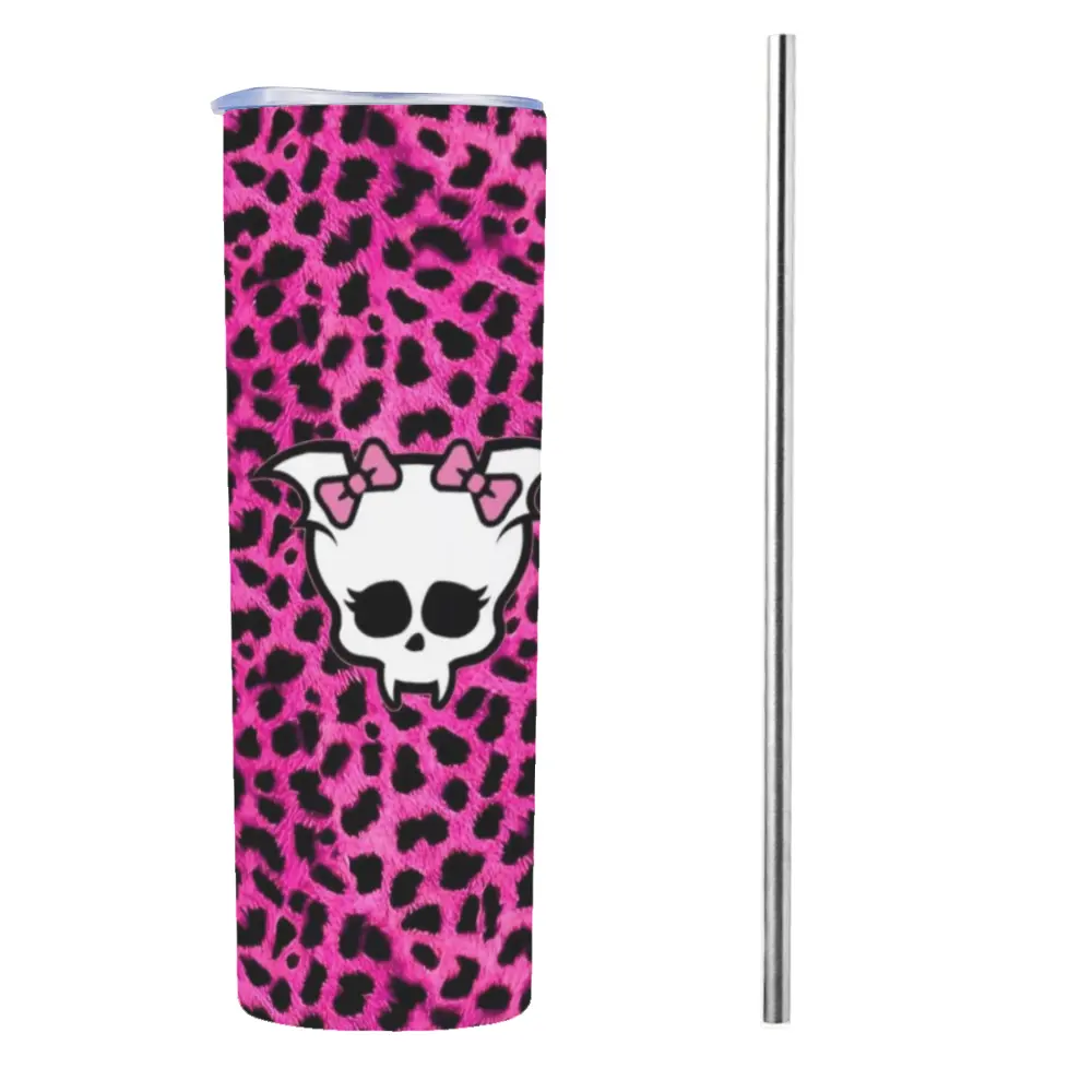20oz Monster High Insulated Tumbler Water Bottle with Handle, Straw, Lid & Double Wall Vacuum, Portable Leakproof Kitchenware Travel Mug, Spooky Ghoul Gift