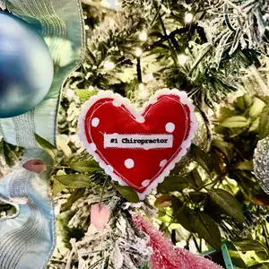Peace of Annie Handmade Christmas Ornament Soft Cotton Plush Fill Scalloped Felt Backing Ready to Ship Chiropractor  Gift Cozy Home or Christmas Décor with Ribbon Hanger