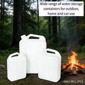 Set of 2 durable, heat-resistant water storage containers available in 2.5L, 5L and 10L sizes. Featuring a reinforced square flat-bottomed design and space-saving, portable handles, these are ideal water storage containers for cars, homes and outdoor use.