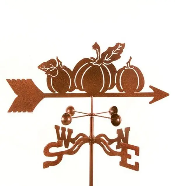 EZ Vane EZ1804-GR Pumpkin Weathervane with Garden Mount, Easy to Install, 14-Gauge Steel Construction, 3 Protective Coatings, Laser Cut Design, Sealed Ball Bearings, Prevents Rust or Fading, 70" H x 21" W x 9" L, EWN Directional Design