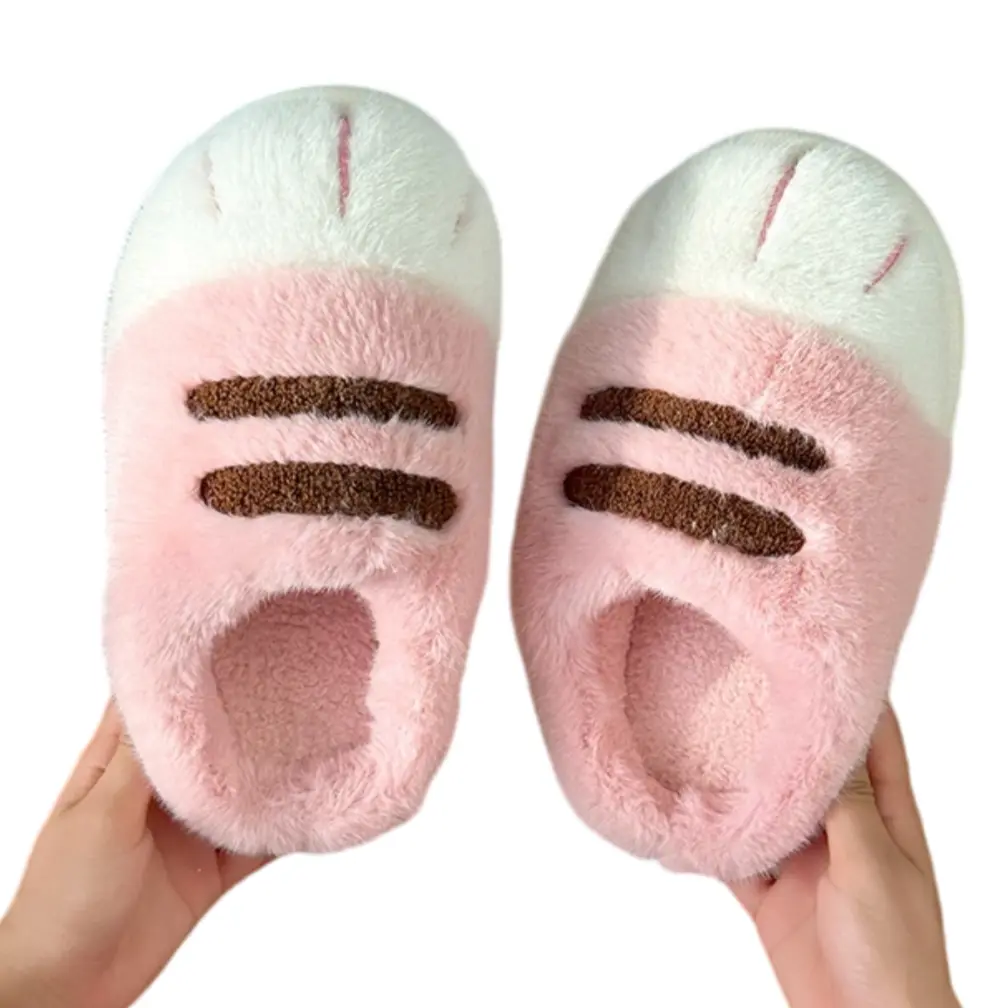 Women's Plush Cat Paw Lady Slippers - Soft, Cozy House Shoes with Thick Sole, Cute, Warm Indoor Winter Footwear