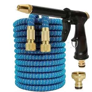 Expandable Garden Hose, Durable Garden Hose, Rubber Hose with Sprayer, Garden Hose with Connector, Water Hose for Car Washing & Flower Watering