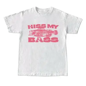 Oversized Graphic Tee, Vintage Washed Kiss My Bass Funny Fishing T-Shirt, Retro Cute Bass Fish Shirt for Men/Women, Aesthetic Outdoor Top, Trendy Fisherman Humor Apparel, Unique Fishing Gift