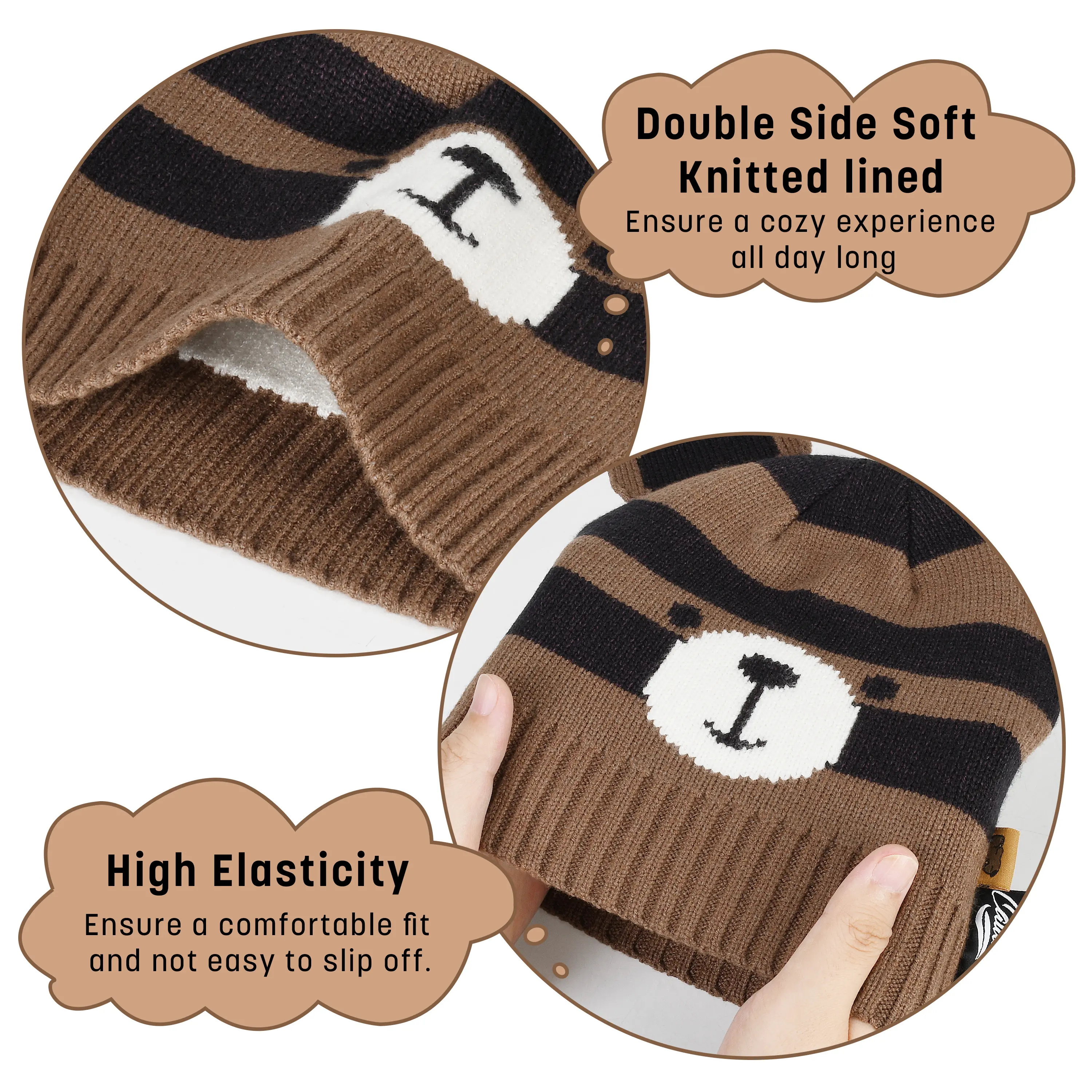 Catalonia bear Knit Hats, Warm Winter Beanie Cap for Ages 6-10, Cute Gift Idea for Boys and Girls, Perfect for Birthday and Christmas
