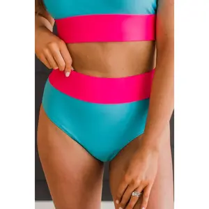 Ray Of Sunshine Swim Bottoms - Blue & Bright Pink