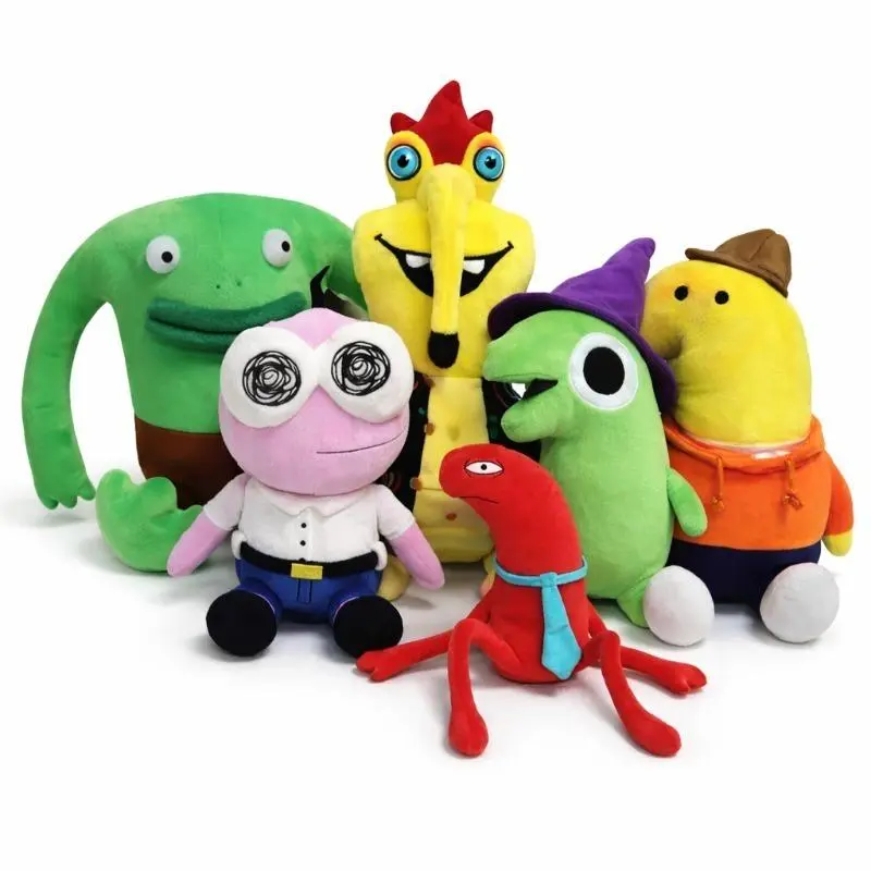 2026 Stock Smiling Friends Japanese Anime Look Soft Plush Dolls - Charlie, Glep, Gwimbly, Mr. Frog, Home Decor Figurine, Kid Birthday Gift