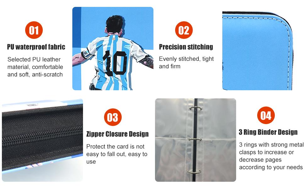 400 Pockets Soccer Card Binder for Soccer Cards 2025 2026,Portable Waterproof Storage Bag with Removable Sleeves for Topps Sports Cards Collectors