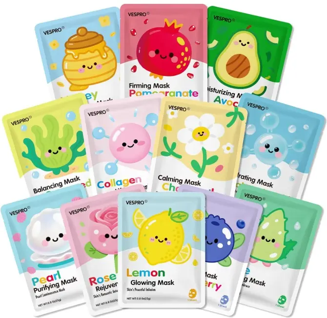 12 Pack Face Masks for Women, Hydrating & Moisturizing for Skincare, Bulk Sheet Mask Spa Party Supplies for Women, Sleepover Party, Skin Care Gifts for Mom