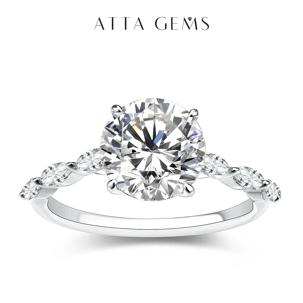 Women's Prong-Set 3CT D Color VVS1 Grade Brilliant Synthetic Moissanite Solitaire Engagement Ring Band, Fine Jewelry for Birthday, Wedding Gifts (R044), Moissanite Ring Band, Solitaire Engagement Rings summerwins