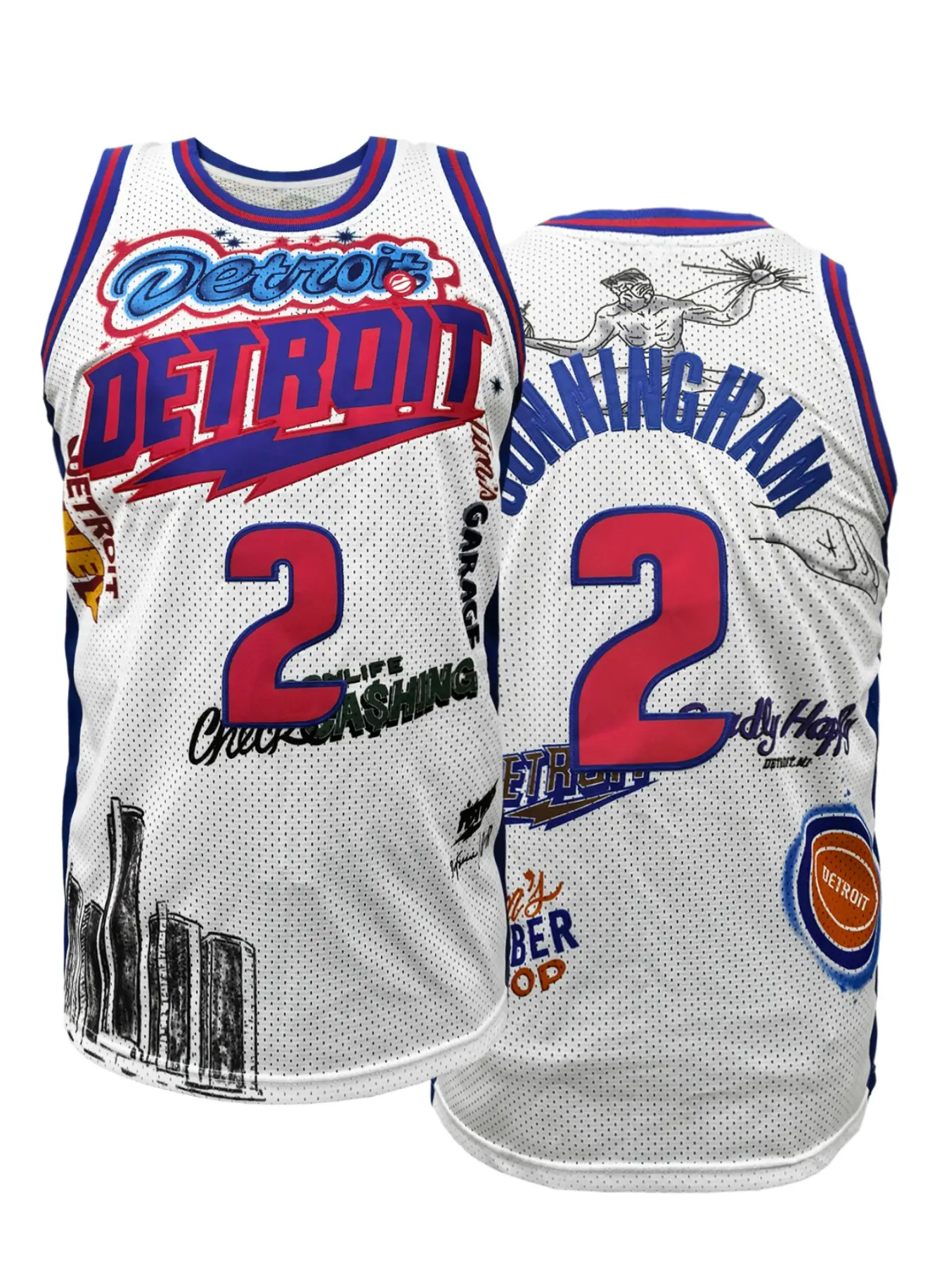 Boyfriend Style "Detroit 2" Stitched Vintage Basketball Jersey, Round Neck Loose Fit Breathable Vest,Comfortable Sleeveless Tank Top, Unisex Sporty Style,Perfect for Outdoor Sports Activities,Training,Competition, Sports Tops, Workout Tops