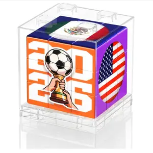 2026 World Soccer Cup Themed 3x3 Cube Puzzle, Football Sports Celebration Brain Puzzle Toy, Memorable Decor for Sport Fans