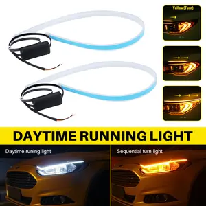60cm Universal Flexible LED Daytime Running Lights Turn Signal Strips for Headlight