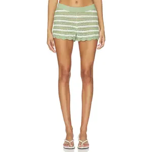 Alice + Olivia Bobbi Pointelle Pull On Short in Sage & Soft White