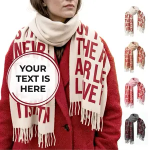 Personalized Custom Scarf LARGE RED FONTS, your Message printed, Soft Luxury Printed Perfect Gift for Women Men Birthday Anniversary Wedding Valentine’s Day Mother’s Day Christmas