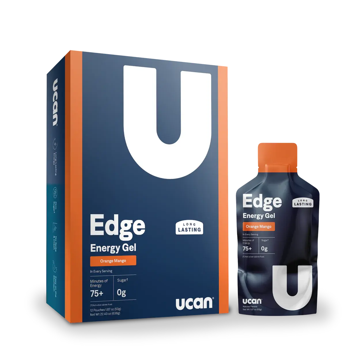 UCAN Orange Mango Energy Gel - 12 Gels, Crash-Free Energy, Zero Sugar, Easy on the Stomach