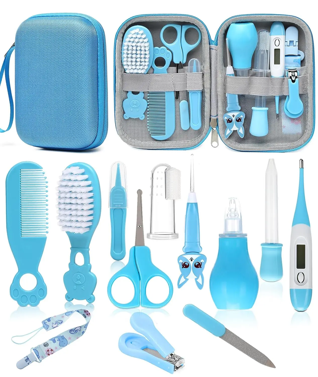 Baby Healthcare and Grooming Kit, Safety Newborn Nursery Baby Care Kit, with Hair Brush Comb, Nail Clipper, Thermometer, Pacifier Clip, Baby Registry Search, Baby Girl Boy Newborn Essentials