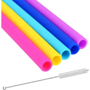 Drinking Straws - Set of 5 -  - Free Cleaning Brush Included - Work with 20 or 30oz Tumblers, Bubba & Yeti Mugs -   for Smoothies Lovers