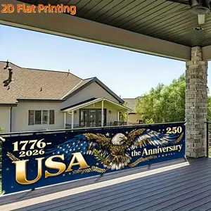 1pc Polyester 250th Anniversary Independence Day Flying Eagle Banner - Home Wall Decor, Birthday Bonfire Ceremony Evening Celebration Backdrop