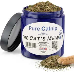 The Cat's MeWow 100% Pure Catnip – North American Grown – Strong Aroma for Play & Enrichment – Resealable Freshness Jar – Veteran-Owned Brand