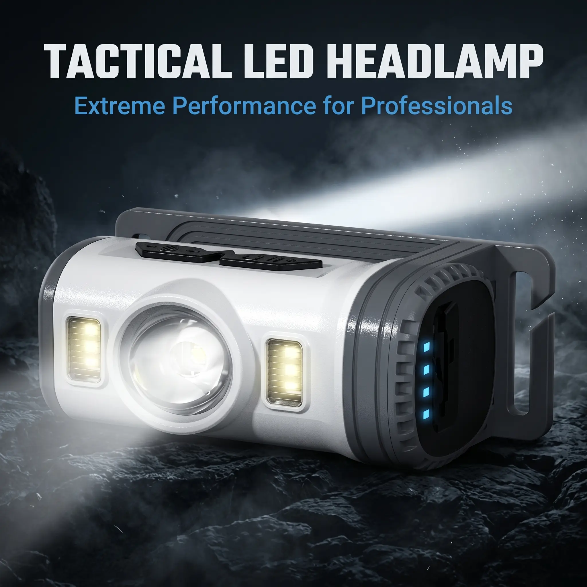 Tactical LED Headlamp, Waterproof USB-C Rechargeable Outdoor Companion with an Adjustable Beam and High Lumen LEDs for Hands-Free Wear during Hiking/Cycling
