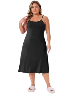 Agnes Orinda Women's Plus Size Nightgown Spaghetti Strap Full Slip Cami Midi Under Dress