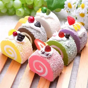6PCS Simulation Cake Food Model Fake Cake Dessert Artificial Faux Swiss Rolls Home Kitchen Decoration Display Photography Props