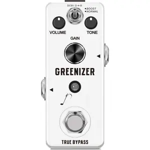 Overdrive Guitar Effect Pedal Greenizer Mini Analog Pedal Tube Scream Sound True Bypass DC 9V White LEF-323