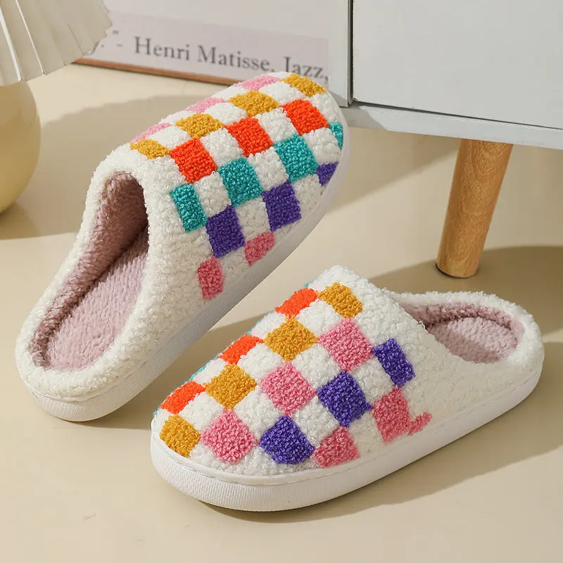 Colorful Checkered Home Slippers