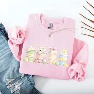 Easter Bunny Sweatshirt, Pastel Bunny T-Shirt, Spring Bunny Graphic Sweater, Girly Easter Outfit Pullover, Aesthetic Bunny Crewneck Gift