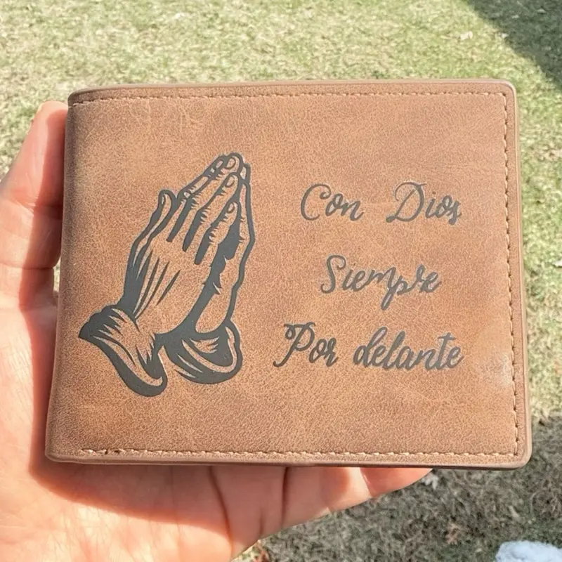 Con Dios Siempre Por Delante PU Leather Bi-Fold Wallet for men