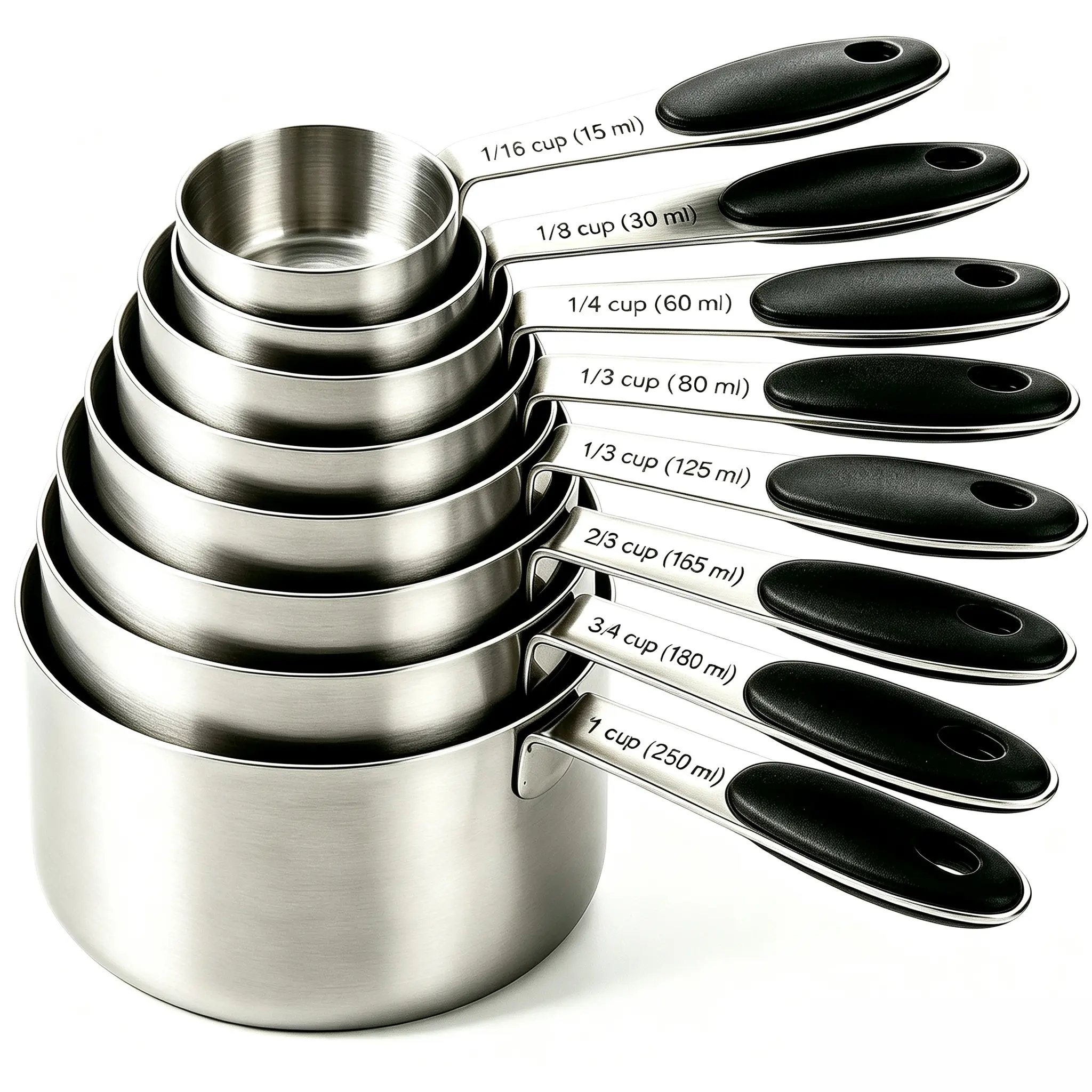 Food Grade Stackable Stainless Steel Cup & Measuring Utensil Set, Engraved with mg Values & 1/16 tsp Markings, Dishwasher-Safe for Precise Cooking & Baking