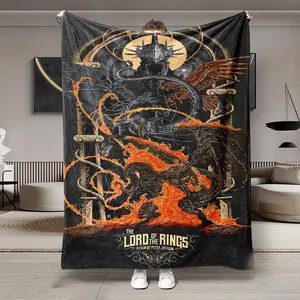 Lord of the Rings Dark Epic Scene Flannel Blanket, Soft Lightweight Warm, Cozy Throw Blanket, Bedroom Holiday Decor, All Seasons, Bed Sofa Office Camping Travel Gift