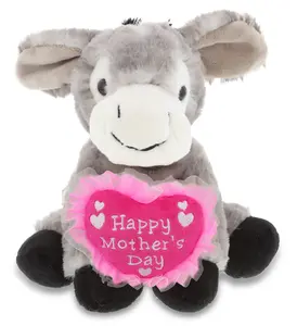 DOLLIBU Grey Lying Pose Donkey Stuffed Plush Toy - Super Soft Polyester Material, Embroidered Heart, Ideal for Mother's Day Gifting