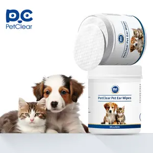 Pet Ear Wipes 200-Count Aloe Vera Extract pH-Balanced No Rinse Multi-Area Grooming Resealable Jar Hypoallergenic Thickened for Dogs & Cats summervibes
