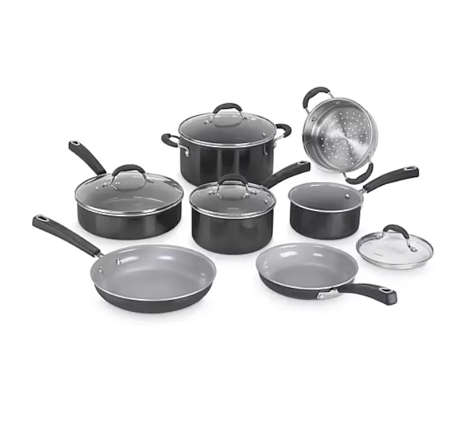 Cuisinart Advantage Ceramica XT Ceramic 11-Pc Nonstick Cookware Set, Pots and Pans, Fry Pan, Saucepan, Stockpot, Kitchen Cooking Set, Home Kitchenware, Family Meals, Easy Clean, Durable Design