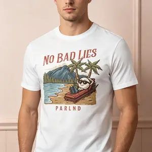 "No Bad Lies" Graphic T-Shirt - Motivational Sincerity Statement Top - Minimalist Modern Streetwear Aesthetic Apparel - Soft Breathable Graphic Shirt - Unique Professional Detail Crew Neck Tee