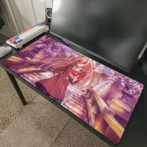 Darling Zero Two Anime Desk Mat 31" x 15.5" with Natural Rubber Backing, Anti-Fray Edges, Smooth Surface, Black Non-Slip Base