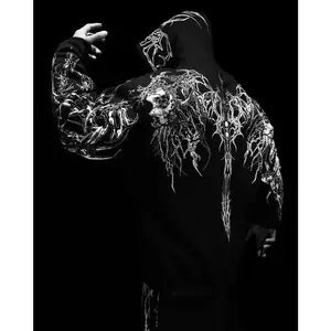 Breathedivinity  Y2K Men's Autumn & Winter   Fitness Wear, Dark Style, European & American Plus Size |     Magic Sword Print, Retro Streetwear Outer Layer perfect hoodie polyester fabric
